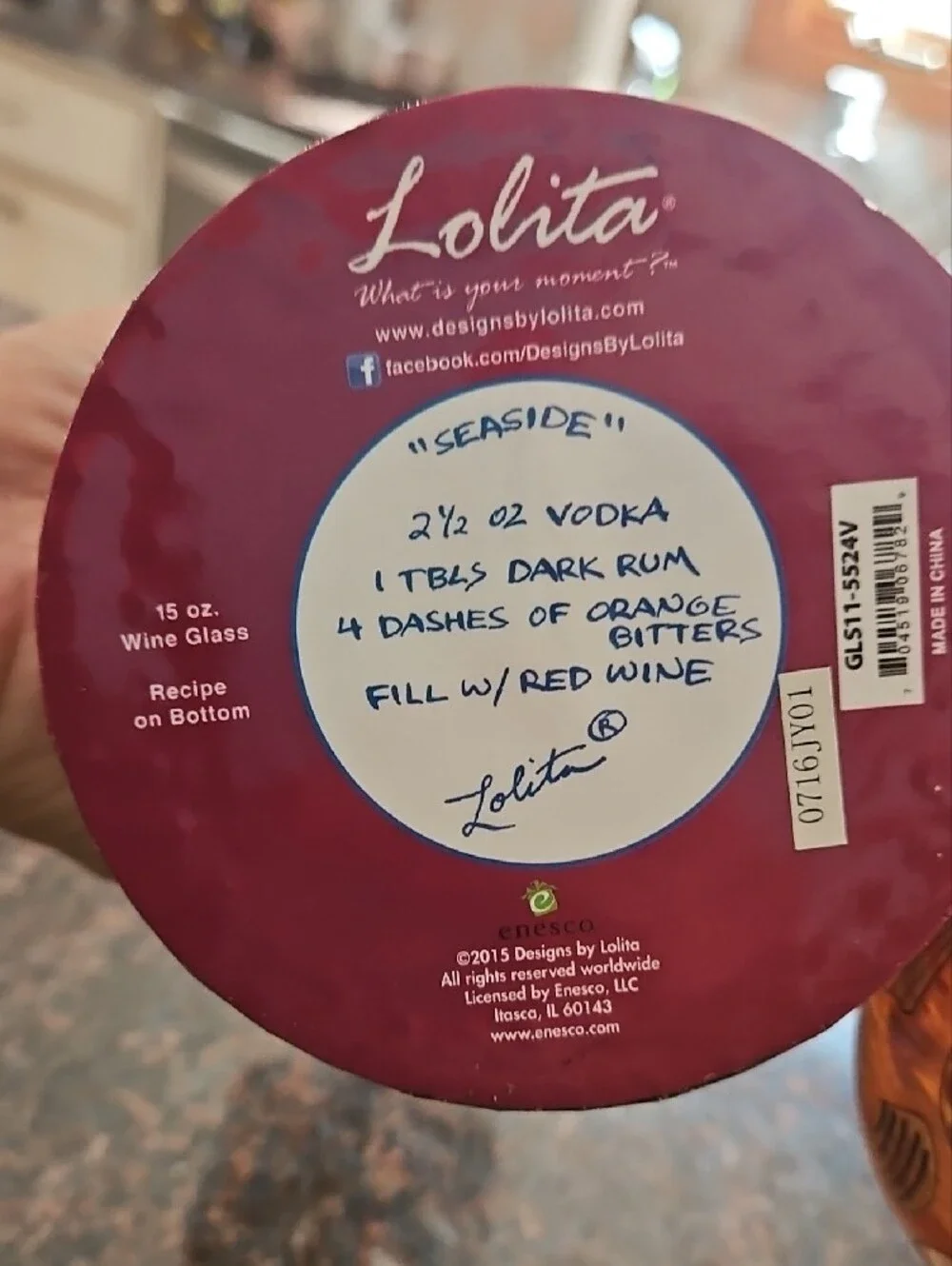 Lolita Pink Wine Glass with Gold Seashell Accents